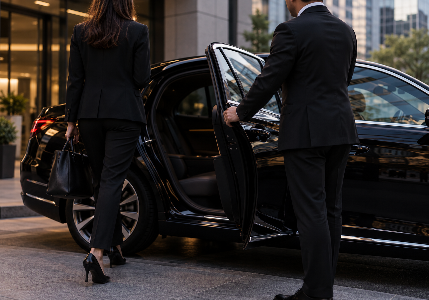 Executive Arrival at a Modern City Entrance